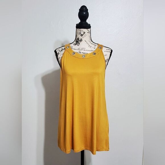 Cable & Gauge Grommet Neck Halter Top In Yellow Size Large NWT - Picture 1 of 8